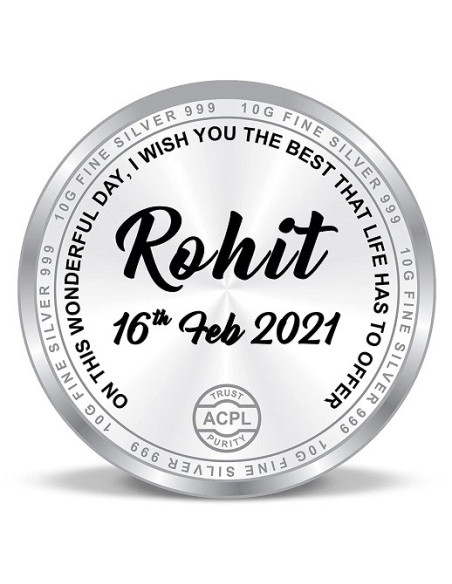 ACPL Personalised BIS Hallmarked Happy Birthday Silver Coin Of 10 Gram in 999 Purity / Fineness
