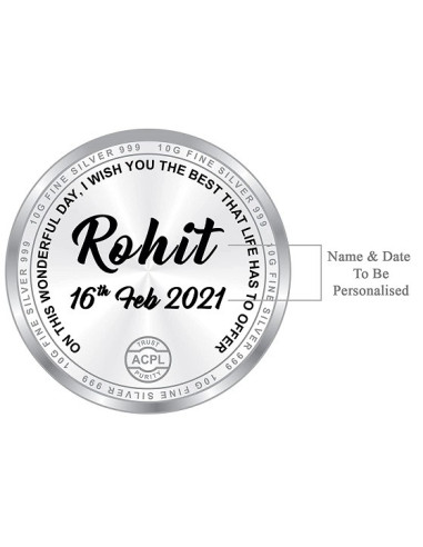 ACPL Personalised BIS Hallmarked Happy Birthday Silver Coin Of 10 Gram in 999 Purity / Fineness