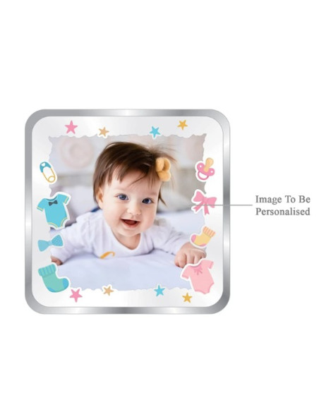ACPL Personalised BIS Hallmarked New Born Baby Girl Silver Square Coin Of 20 Gram in 999 Purity / Fineness