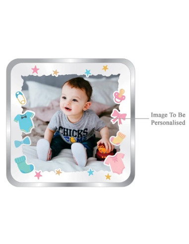 ACPL Personalised BIS Hallmarked New Born Baby Boy Silver Square Coin Of 20 Gram in 999 Purity / Fineness