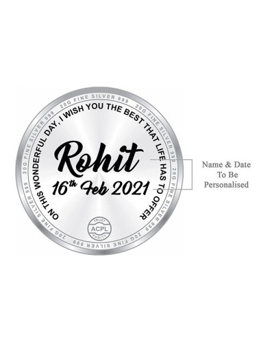 ACPL Personalised BIS Hallmarked Happy Birthday Silver Coin Of 20 Gram in 999 Purity / Fineness