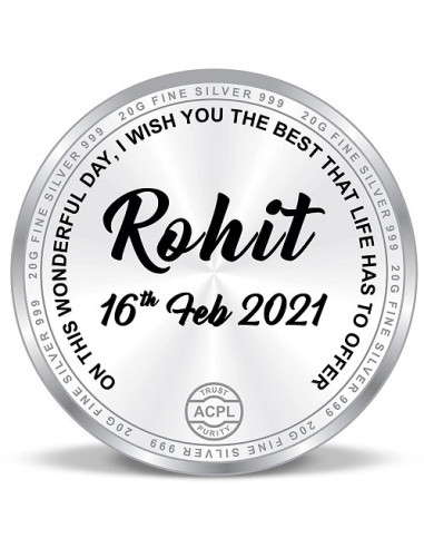 ACPL Personalised BIS Hallmarked Happy Birthday Silver Coin Of 20 Gram in 999 Purity / Fineness