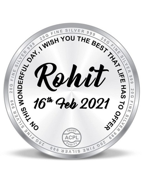 ACPL Personalised BIS Hallmarked Happy Birthday Silver Coin Of 20 Gram in 999 Purity / Fineness