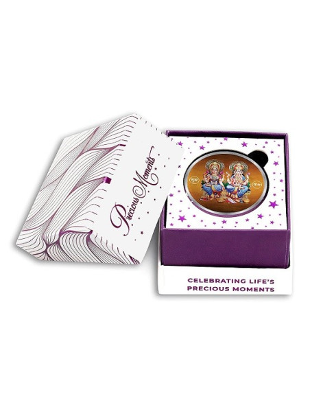 ACPL Personalised BIS Hallmarked Laxmi Ganesh Religious Silver Coin Of 10 Gram in 999 Purity / Fineness