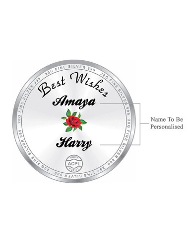 ACPL Personalised BIS Hallmarked Laxmi Ganesh Religious Silver Coin Of 20 Gram in 999 Purity / Fineness