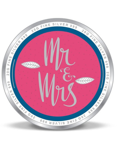 ACPL Personalised BIS Hallmarked Mr & Mrs  Silver Coin Of 20 Gram in 999 Purity / Fineness