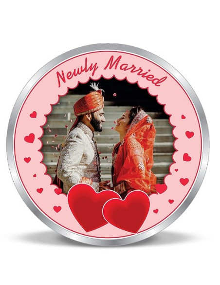 ACPL Personalised BIS Hallmarked Newly Married Silver Coin Of 10 Gram in 999 Purity / Fineness