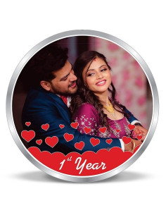 ACPL Personalised BIS Hallmarked Wedding Anniversaery Silver Coin Of 10 Gram in 999 Purity / Fineness