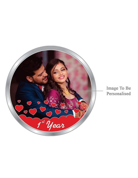 ACPL Personalised BIS Hallmarked Wedding Anniversaery Silver Coin Of 10 Gram in 999 Purity / Fineness