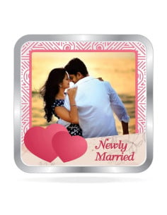 ACPL Personalised BIS Hallmarked NewMarried Silver Square Coin Of 10 Gram in 999 Purity / Fineness