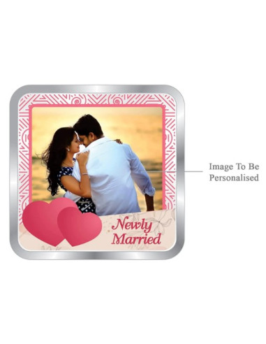 ACPL Personalised BIS Hallmarked NewMarried Silver Square Coin Of 10 Gram in 999 Purity / Fineness