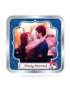 Precious Moments Personalised BIS Hallmarked Newly Married Silver Square Coin Of 10 Gram in 999 Purity / Fineness By ACPL