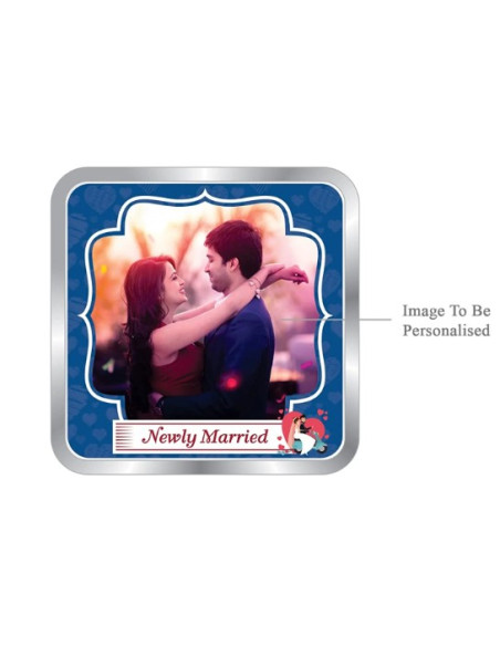 ACPL Personalised BIS Hallmarked NewMarried Silver Square Coin Of 10 Gram in 999 Purity / Fineness