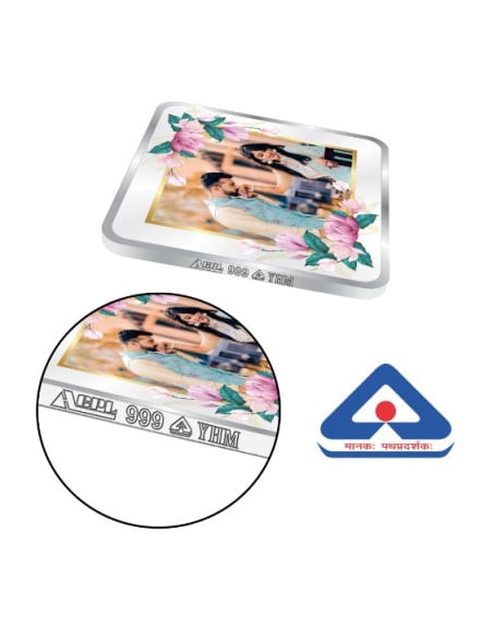 ACPL Personalised BIS Hallmarked Newly Married Silver Square Coin Of 10 Gram in 999 Purity / Fineness