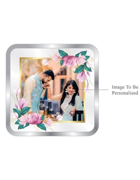 ACPL Personalised BIS Hallmarked Newly Married Silver Square Coin Of 10 Gram in 999 Purity / Fineness