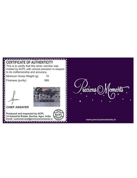 ACPL Personalised BIS Hallmarked Newly Married Silver Square Coin Of 10 Gram in 999 Purity / Fineness