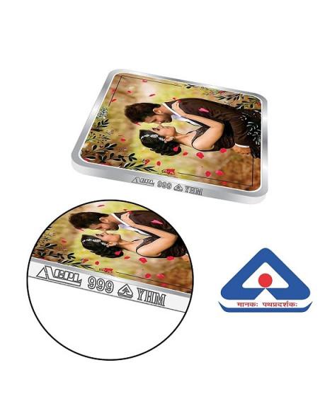 ACPL Personalised BIS Hallmarked Newly Married Silver Square Coin Of 10 Gram in 999 Purity / Fineness