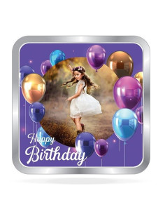 ACPL Personalised BIS Hallmarked Happy Birthday Silver Square Coin Of 10 Gram in 999 Purity / Fineness