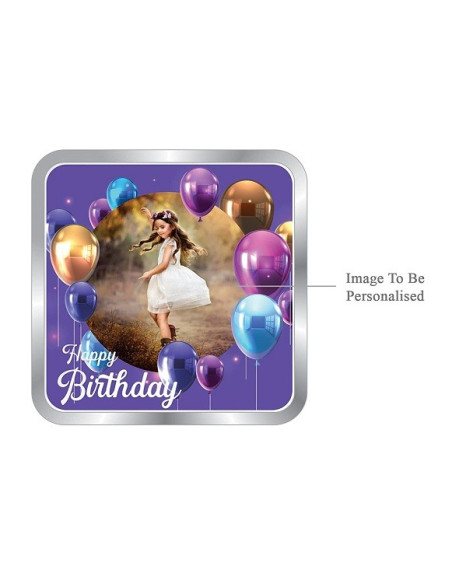 ACPL Personalised BIS Hallmarked Happy Birthday Silver Square Coin Of 10 Gram in 999 Purity / Fineness