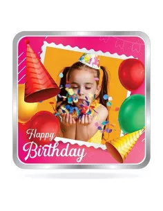 ACPL Personalised BIS Hallmarked Happy Birthday Silver Square Coin Of 10 Gram in 999 Purity / Fineness