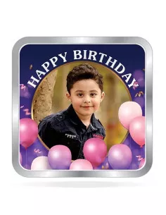ACPL Personalised BIS Hallmarked Happy Birthday Silver Square Coin Of 10 Gram in 999 Purity / Fineness