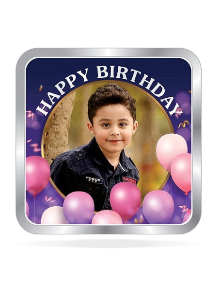 ACPL Personalised BIS Hallmarked Happy Birthday Silver Square Coin Of 10 Gram in 999 Purity / Fineness