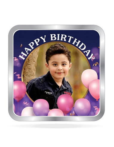 ACPL Personalised BIS Hallmarked Happy Birthday Silver Square Coin Of 10 Gram in 999 Purity / Fineness