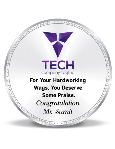 ACPL Personalised BIS Hallmarked Employee of the Month Silver Coin Of 10 Gram in 999 Purity / Fineness