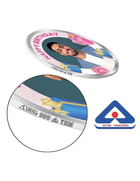 ACPL Personalised BIS Hallmarked Happy Birthday Silver Coin Of 10 Gram in 999 Purity / Fineness