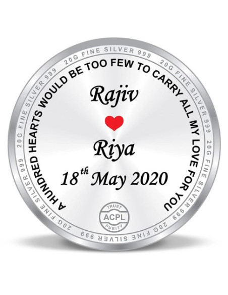 ACPL Personalised BIS Hallmarked Anniversaery Silver Coin Of 10 Gram in 999 Purity / Fineness
