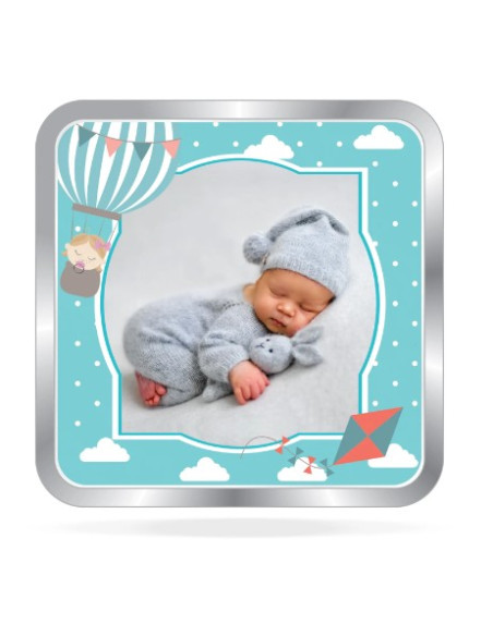 ACPL Personalised BIS Hallmarked New Born Baby Boy Silver Square Coin Of 10 Gram in 999 Purity / Fineness