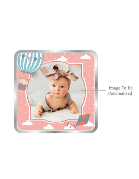 ACPL Personalised BIS Hallmarked New Born Baby Girl Silver Square Coin Of 10 Gram in 999 Purity / Fineness