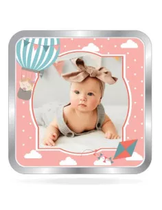 ACPL Personalised BIS Hallmarked New Born Baby Girl Silver Square Coin Of 10 Gram in 999 Purity / Fineness