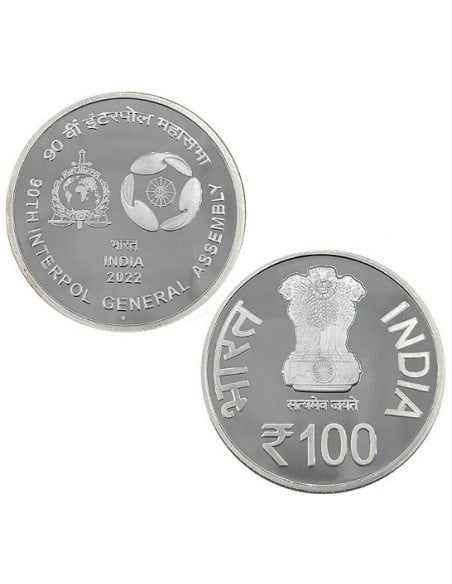 100 Rupees India Govt. Mint 90th Interpol General Assembly 2022 Commemorative Coin (100 Rs.Coin)