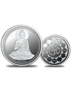 Omkar Mint Gautam Buddha Silver Coin of 10 Grams in 999 Purity Fineness