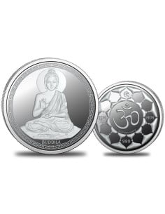 Omkar Mint Gautam Buddha Silver Coin of 5 Grams in 999 Purity Fineness