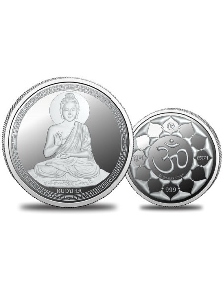 Omkar Mint Gautam Buddha Silver Coin of 20 Grams in 999 Purity Fineness
