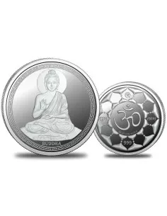Omkar Mint Gautam Buddha Silver Coin of 50 Grams in 999 Purity Fineness