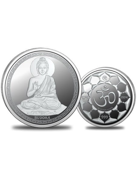 Omkar Mint Gautam Buddha Silver Coin of 50 Grams in 999 Purity Fineness