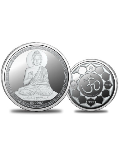 Omkar Mint Gautam Buddha Silver Coin of 100 Grams in 999 Purity Fineness
