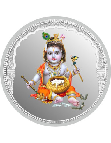 Coin Arts 3D Color Bal Gopal Silver Coin of 10 Grams in 999 Purity Fineness