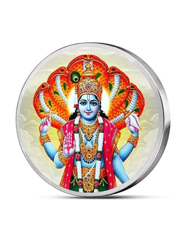 MOHUR Color Vishnu Ji Silver Coin Of 20 Gram in 999 Purity / Fineness