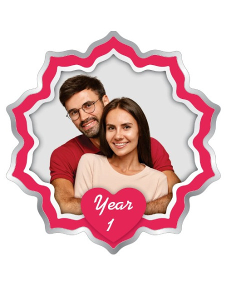 Precious Moments Personalised BIS Hallmarked Wedding Anniversary Silver Flower Shape Coin Of 50 Gram in 999 Purity by ACPL