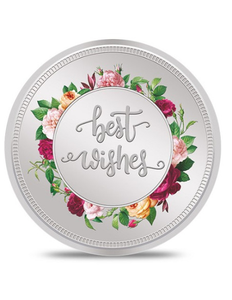 Kundan Best Wishes  Color Silver Coin of 20 Gram in 999.9 Purity / Fineness in Certi Card