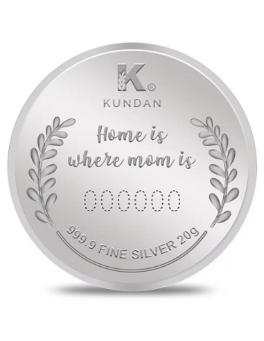 Kundan Best Mom Color Silver Coin of 20 Gram in 999.9 Purity / Fineness in Certi Card