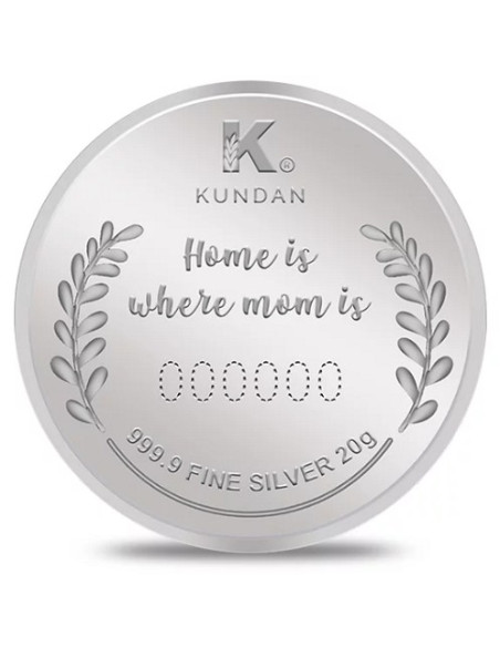 Kundan Best Mom Color Silver Coin of 20 Gram in 999.9 Purity / Fineness in Certi Card