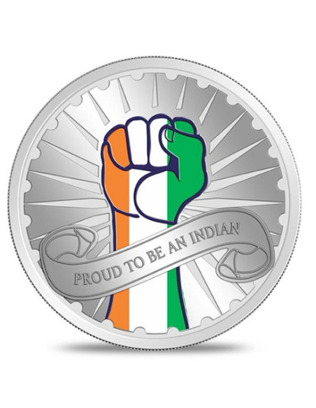 Kundan Proud To Be An Indian Color Silver Coin of 20 Gram in 999.9 Purity / Fineness in Certi Card