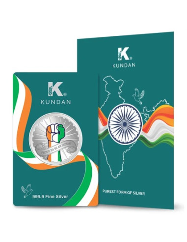 Kundan Proud To Be An Indian Color Silver Coin of 20 Gram in 999.9 Purity / Fineness in Certi Card