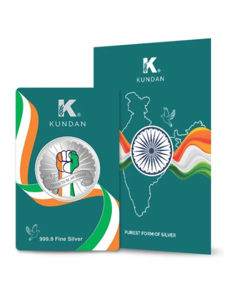 Kundan Proud To Be An Indian Color Silver Coin of 20 Gram in 999.9 Purity / Fineness in Certi Card