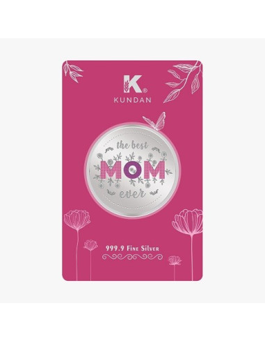 Kundan Best Mom Color Silver Coin of 20 Gram in 999.9 Purity / Fineness in Certi Card